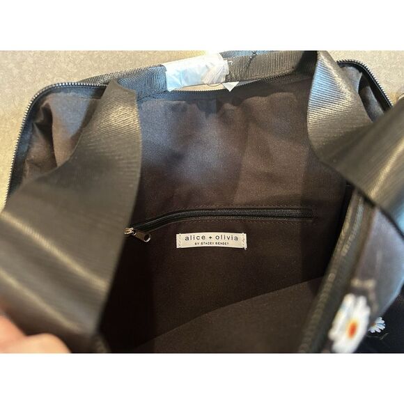 Alice + Olivia Daisy Black Floral Print Weekender Duffel Bag Overnight Handbag - Picture 7 of 7